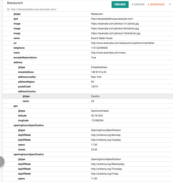 Restaurant Schema Markup