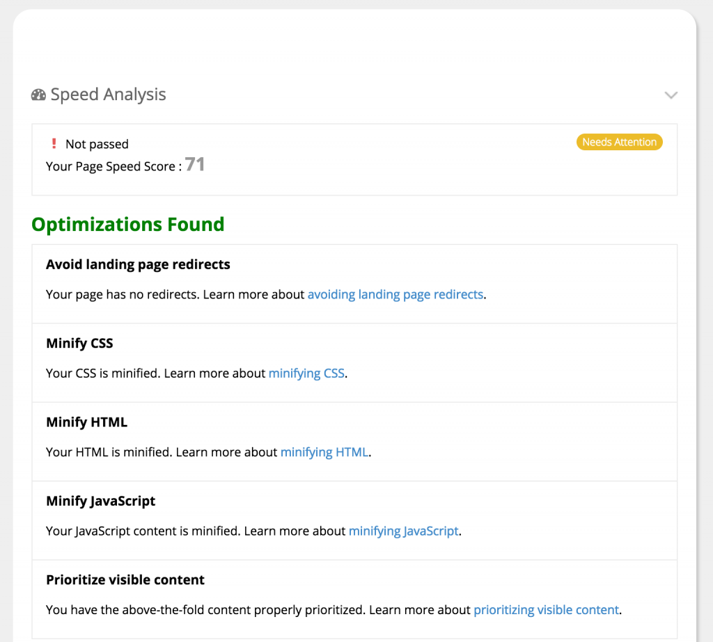 Page load speed - Maintain keyword ranking