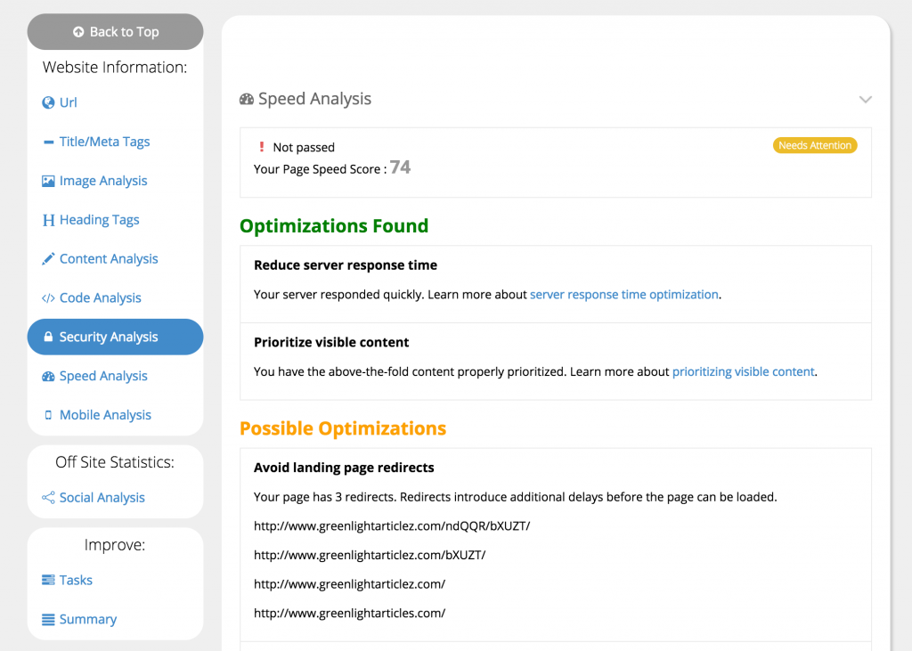 Page Speed Analysis - Serped