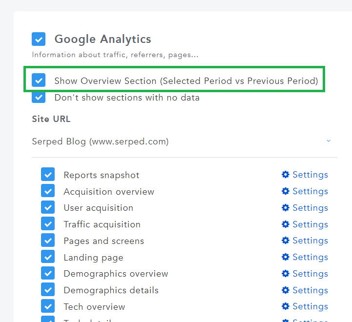 New Overview Section in Web Analytics Report Builder